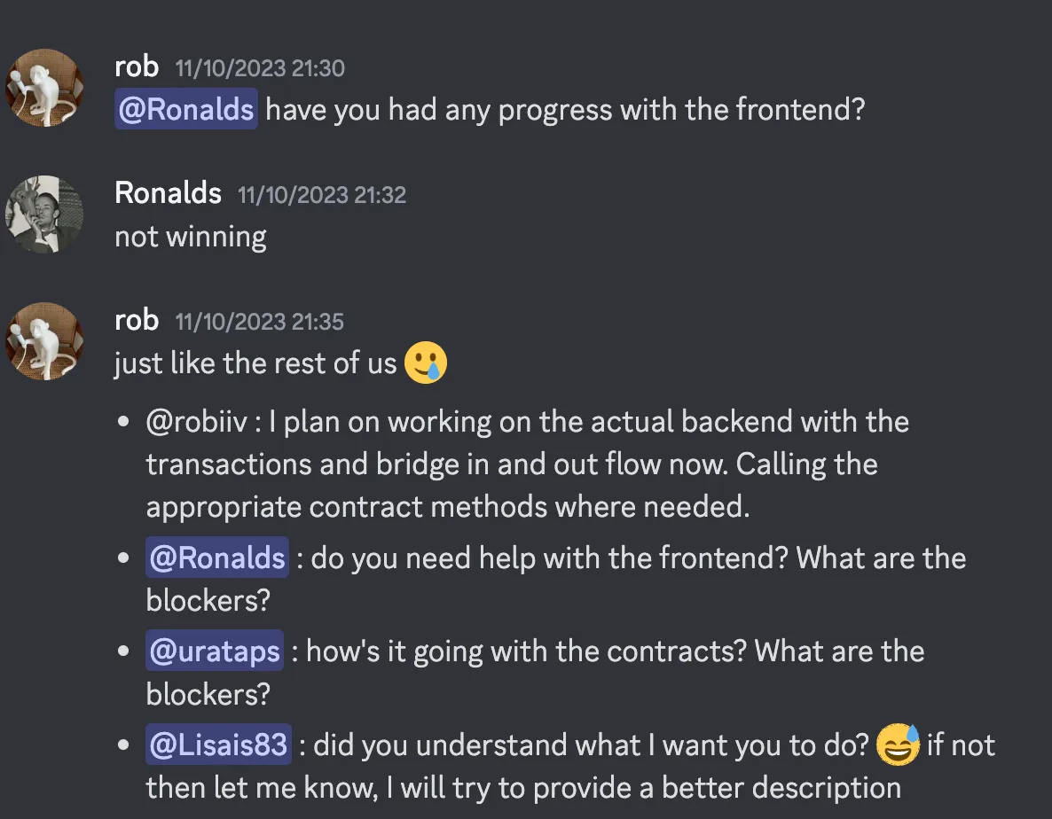 organising in the team